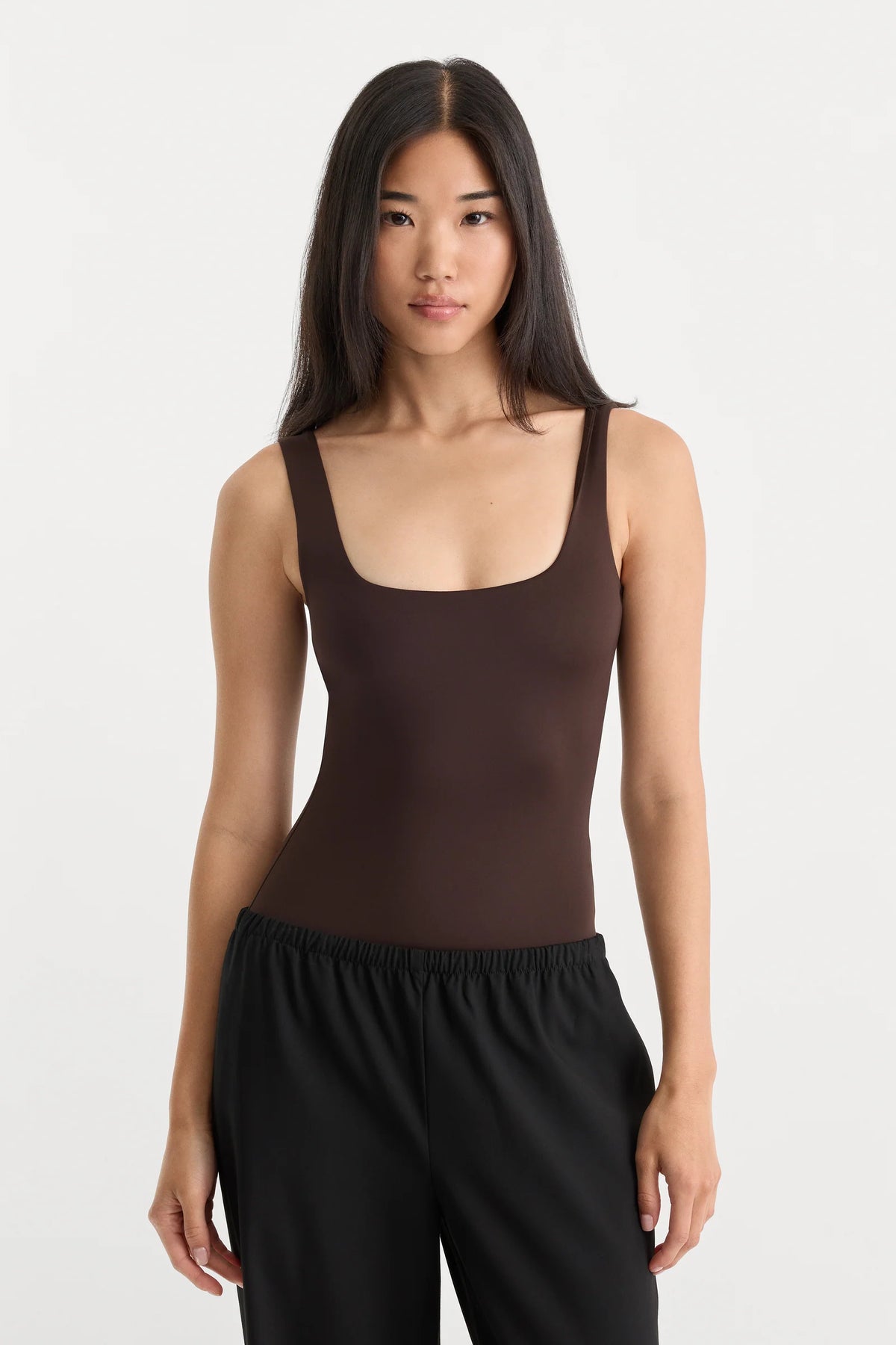 Good American The Scuplting Modern Tank Bodysuit- Expresso