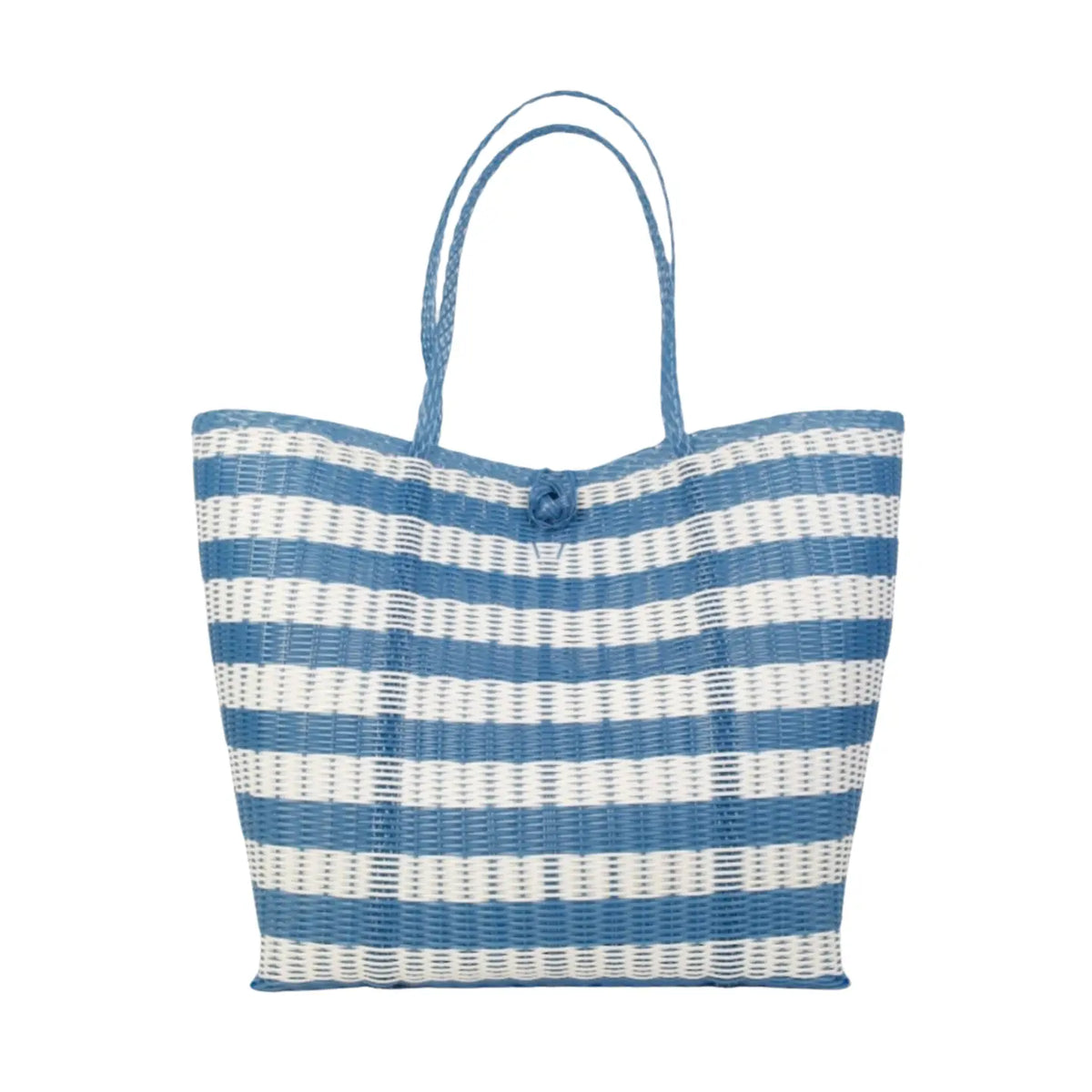 The Lilley Line Large Tote - Lined Paper Striped Baby Blue + White