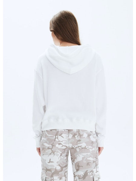 CHRLDR Molly Crop Pullover Hoodie - White
