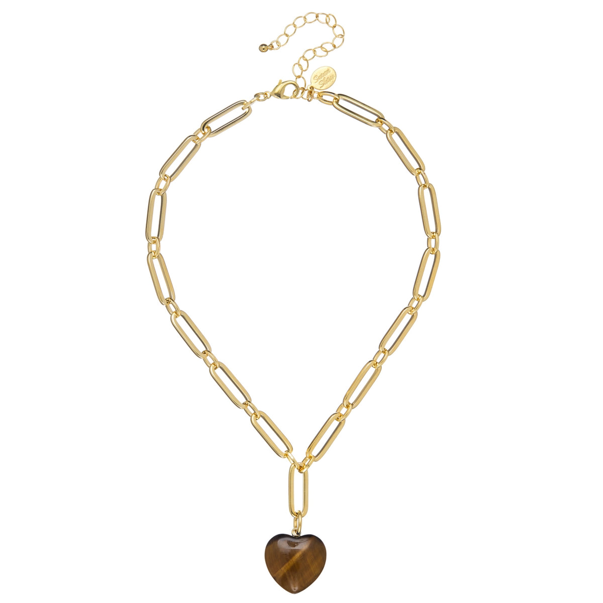 Susan Shaw Monroe Heart Necklace- Tigers Eye