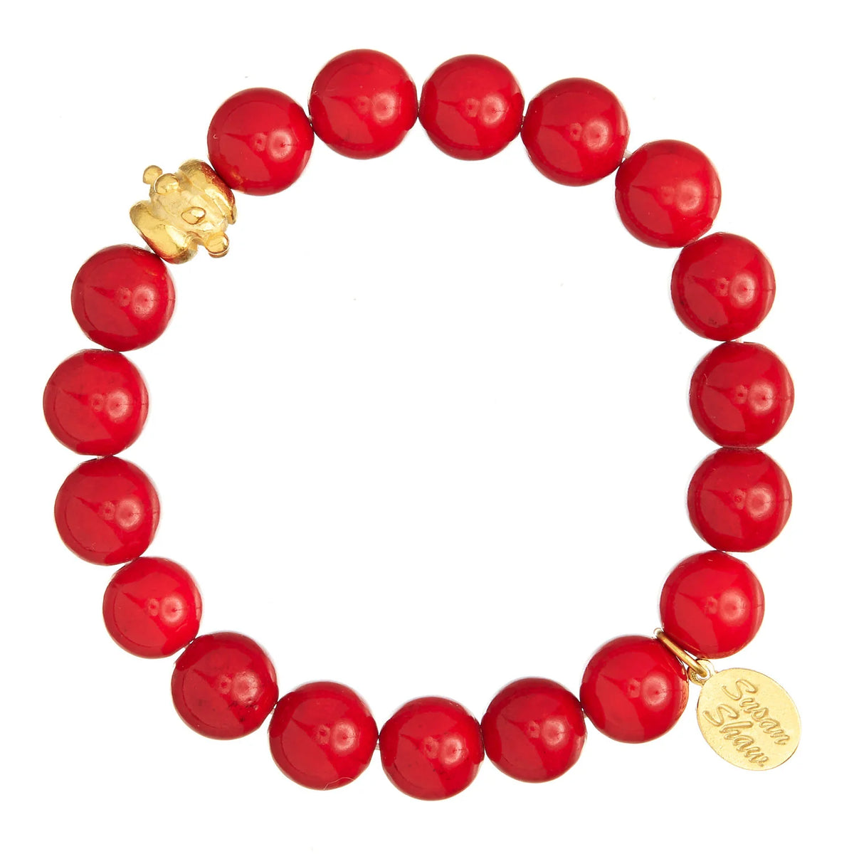 Susan Shaw Bailey Stretch Bracelet- Red Coral