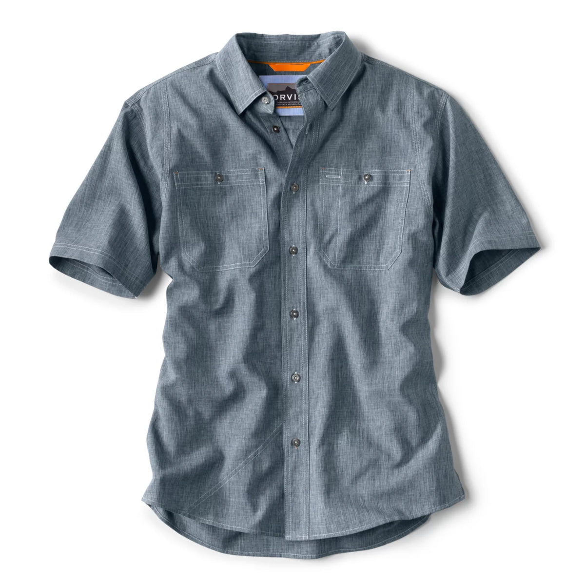 Orvis Tech Chambray Short Sleeve Work Shirt - Blue Chambray