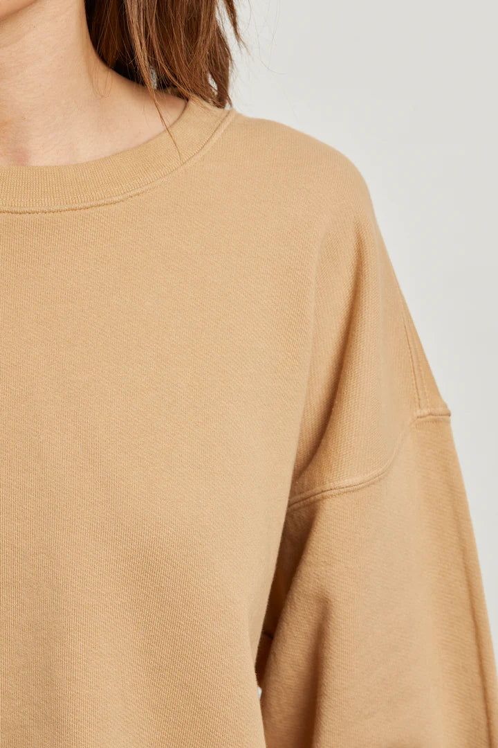 Perfect White Tee Zayne French Terry Long Sleeve Pullover - Suede