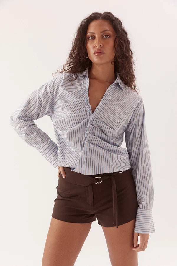 Sovere Asun Shirt- Blue/ Brown
