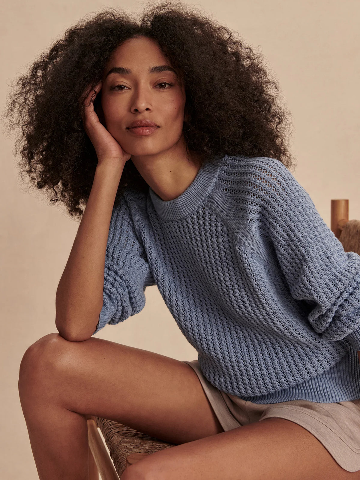 Varley Clay Knit Sweat - Rain Blue