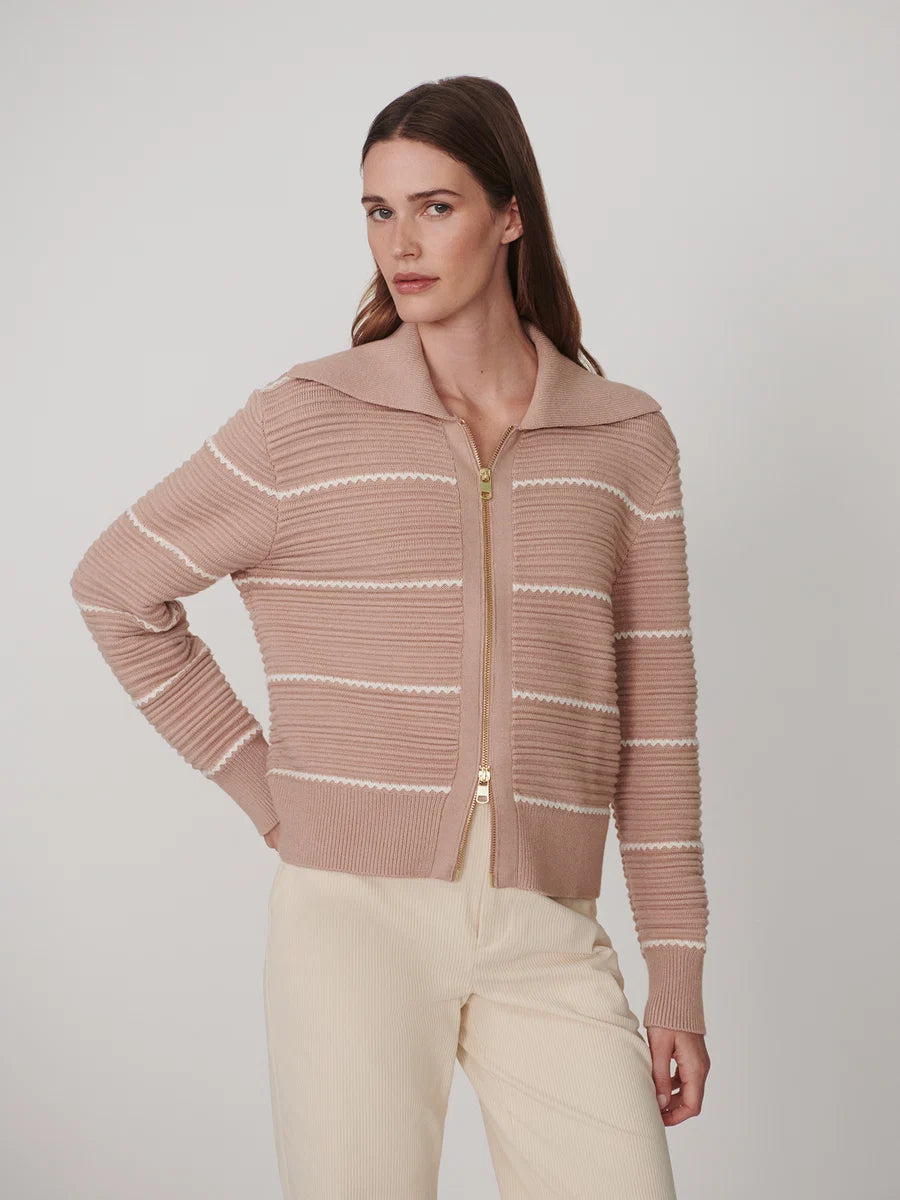 Varley Melwen Zip-Through Knit Jacket- Soft Taupe