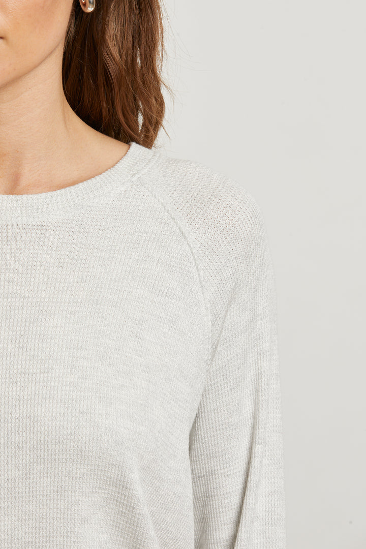 Perfect White Tee Cooper Brushed Waffle Raglan Crew - Ash