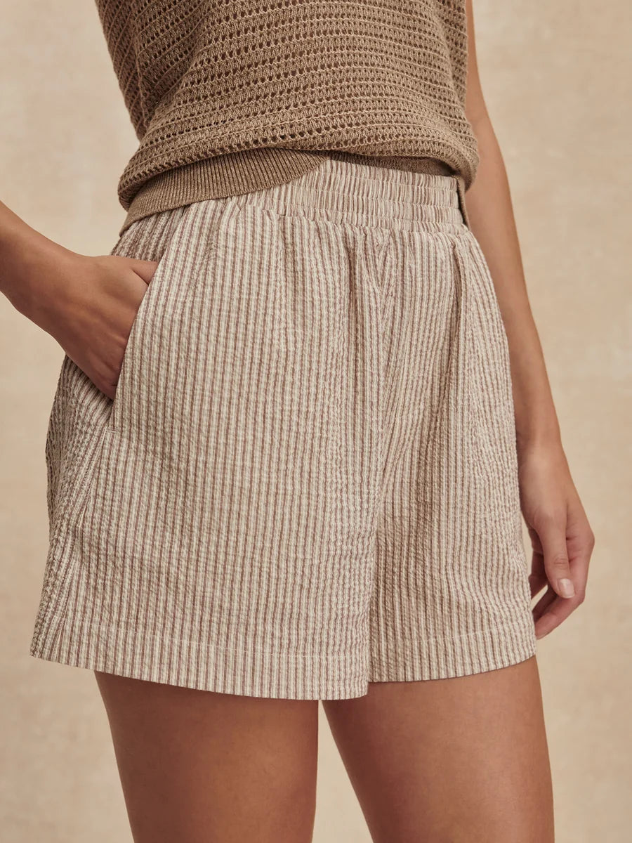 Varley Darina Short 4 - Birch Taupe Stripe