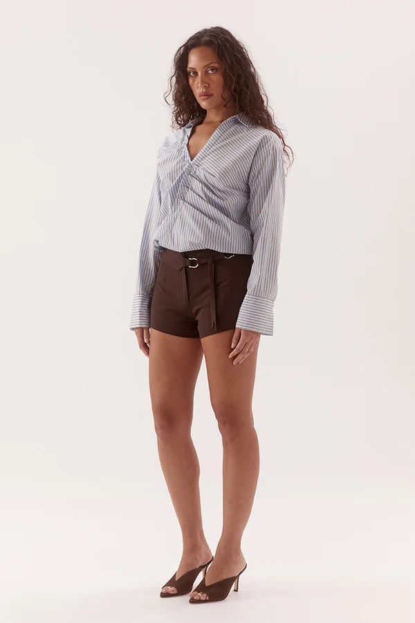 Sovere Asun Shirt- Blue/ Brown