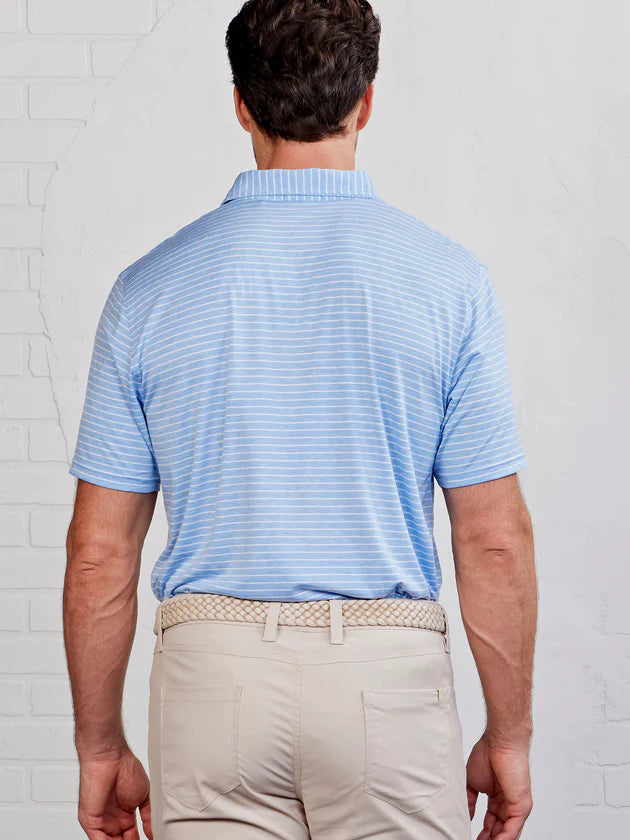 Tasc Cloud Polo - Air Stripe - Polar Heather/White