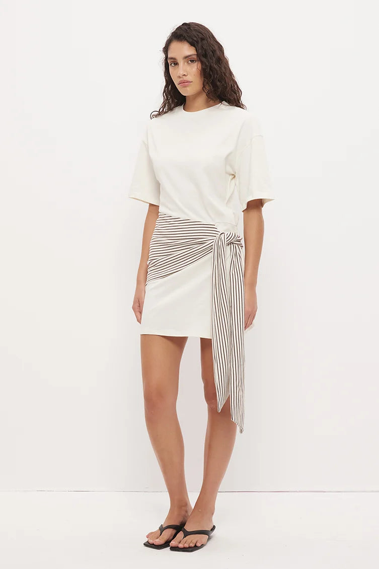 Mon Renn Elki Mini Dress- Cream Stripe