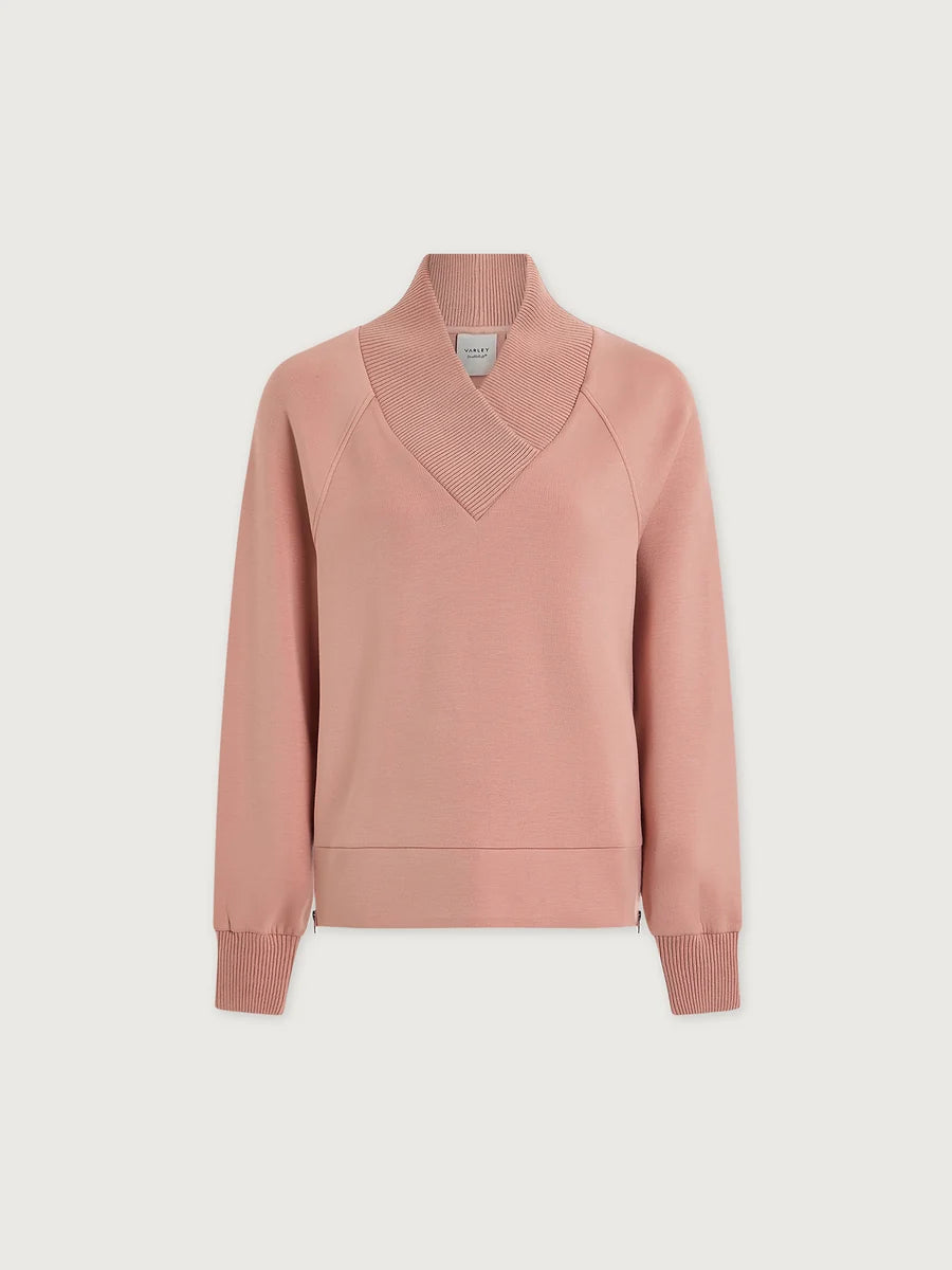 Varley Macie Zip-Hem Sweater- Misty Rose