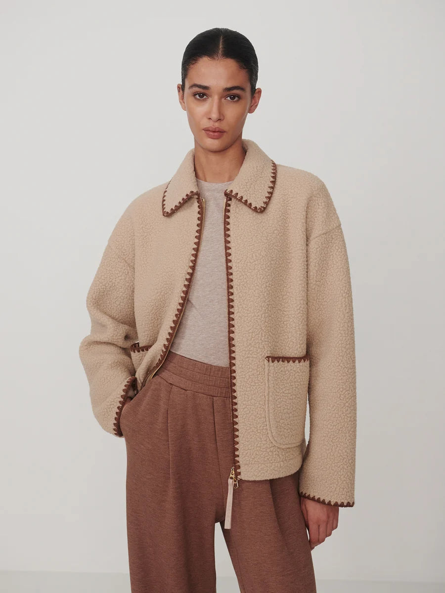 Varley Ruiko Zip-Through Fleece- Light Taupe