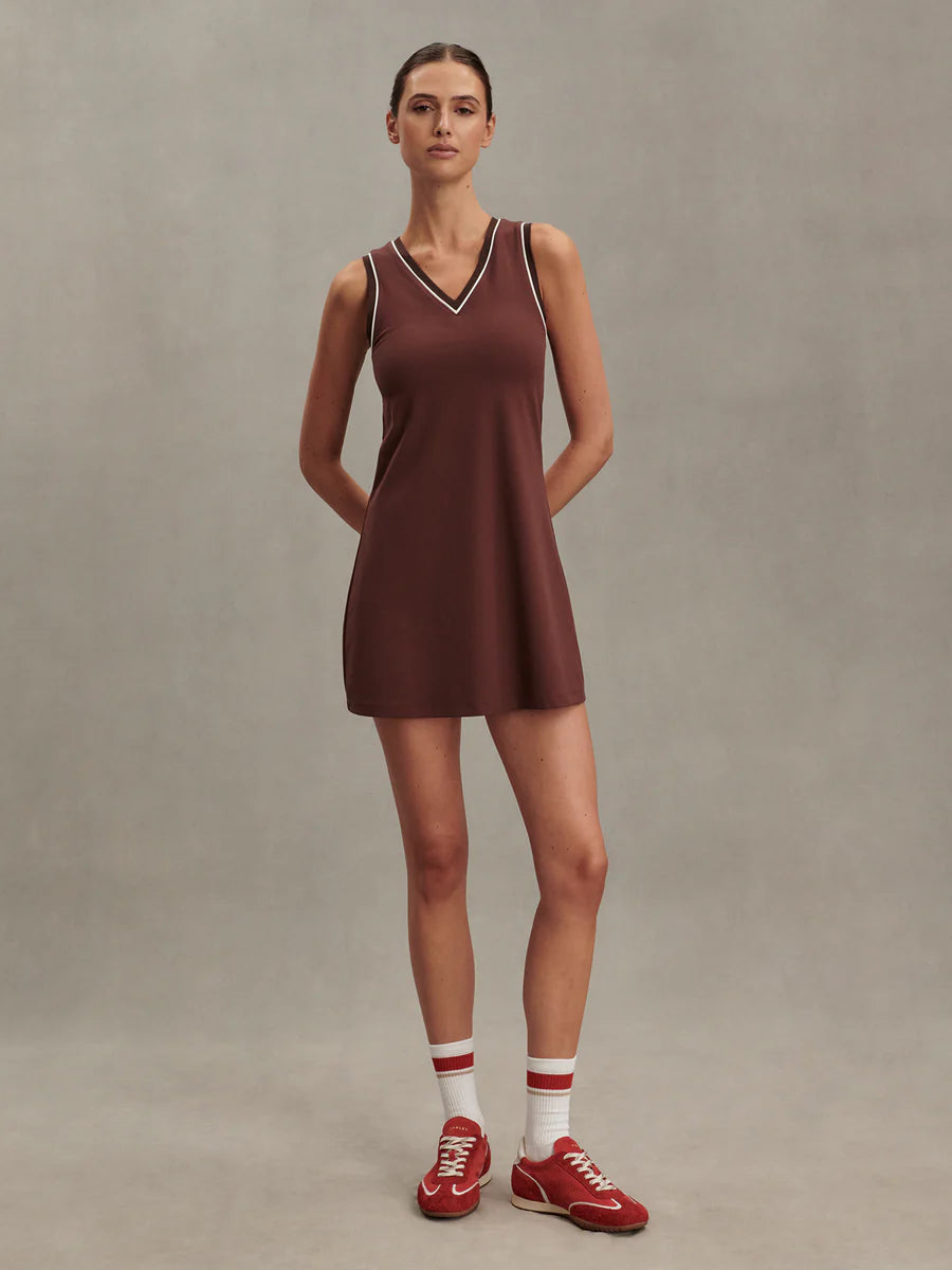 Varley Kalani V- Neck Dress - Brown Stone