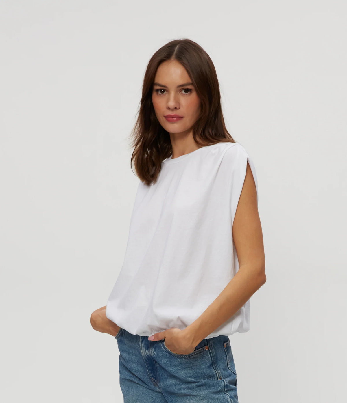 Michael Stars Luca Jersey Bubble Tee - White