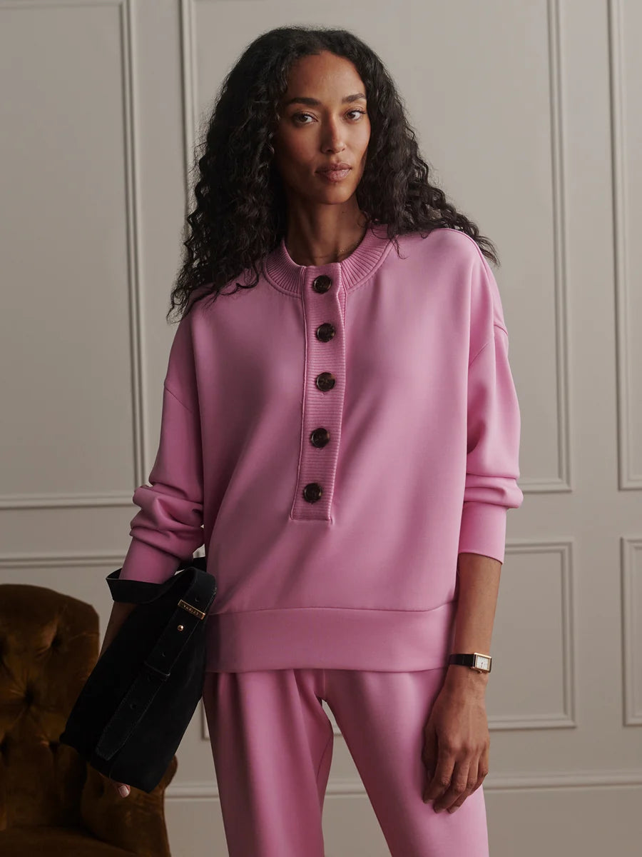 Varley Reena Button Front Sweat- Moonlite Mauve