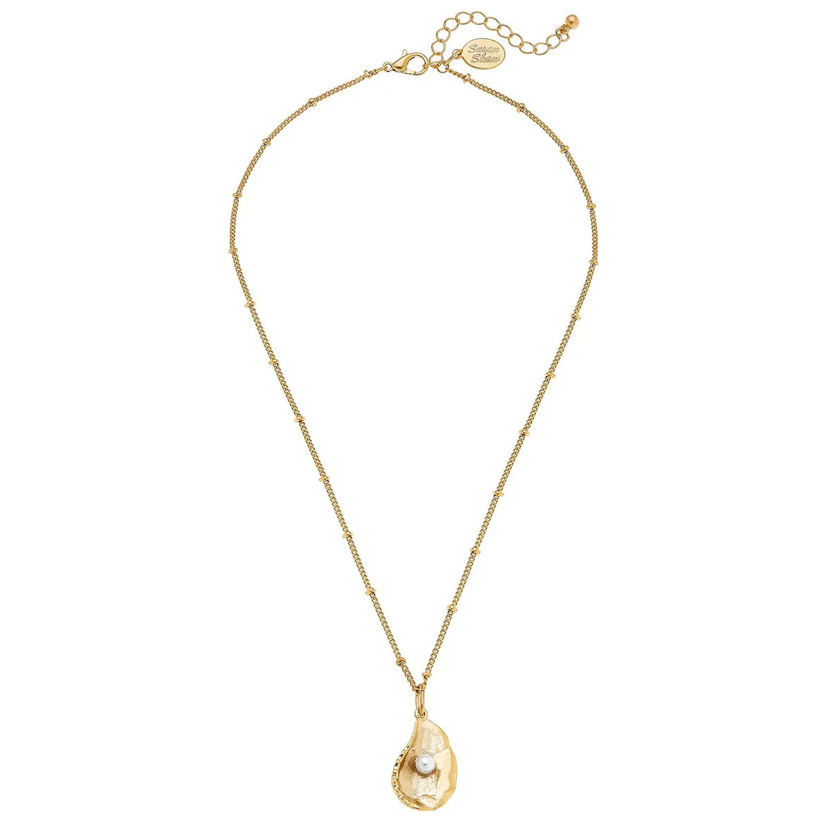 Susan Shaw Handcast Gold Oyster with Genuine Freshwater Pearl Necklace
