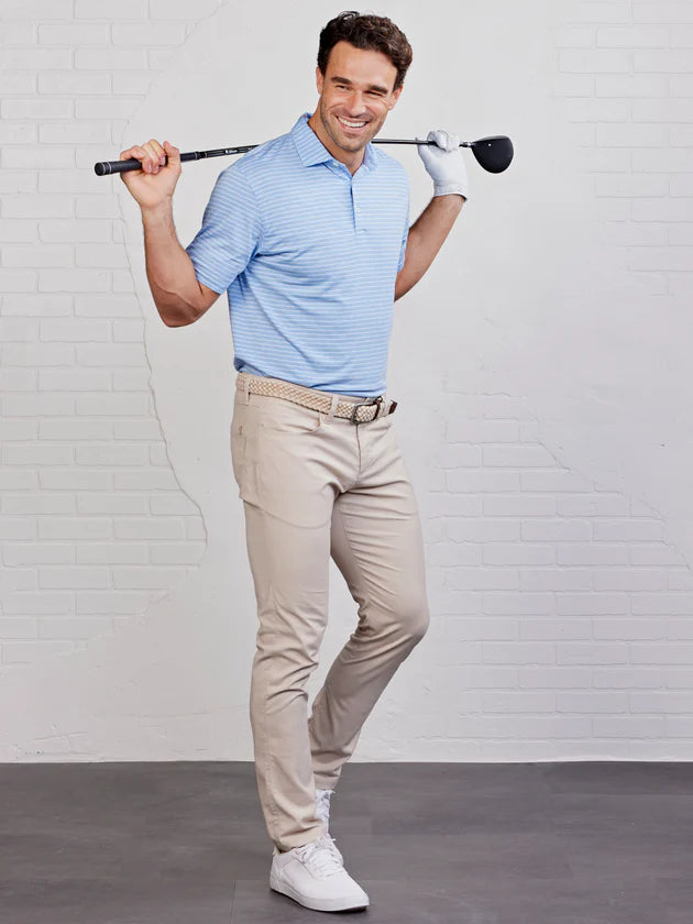 Tasc Cloud Polo - Air Stripe - Polar Heather/White