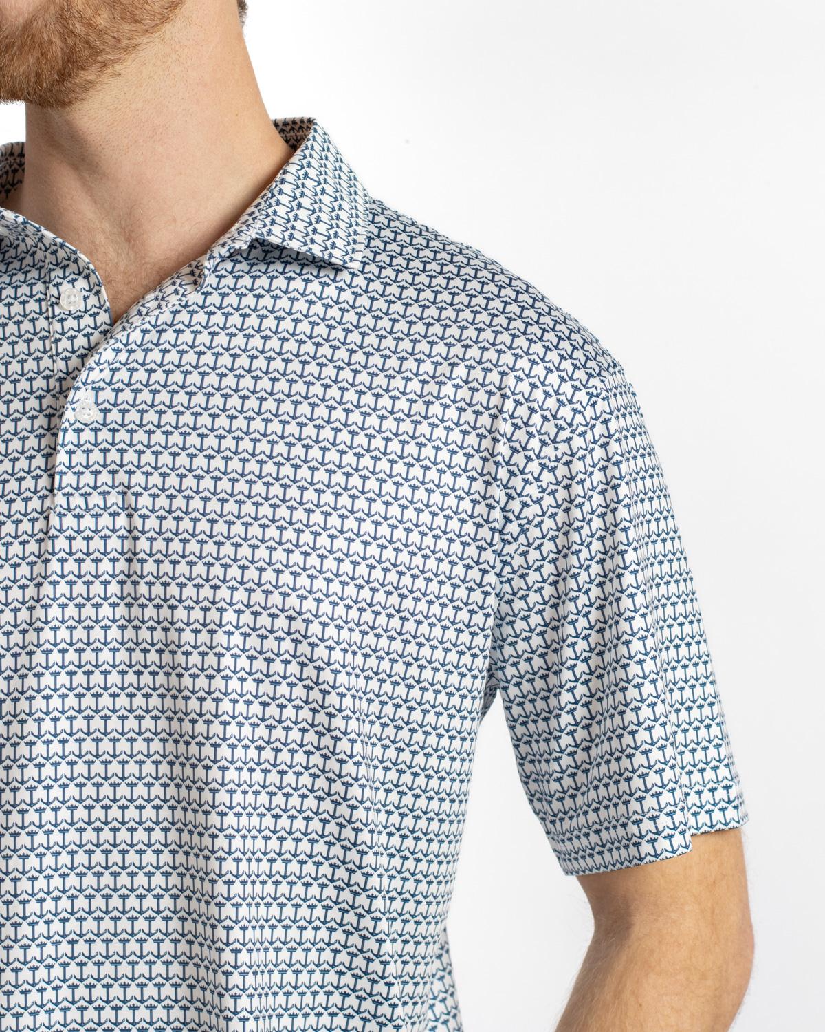 The Royal Standard- Men's Crown and Anchor Performance Polo- Blue/ Navy