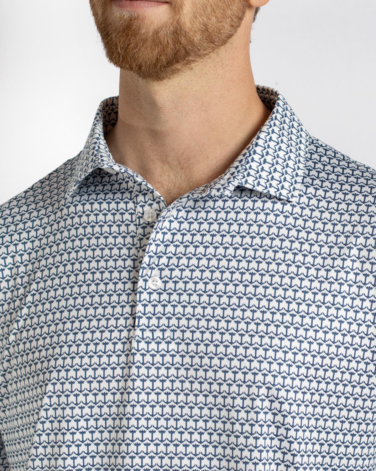 The Royal Standard- Men's Crown and Anchor Performance Polo- Blue/ Navy