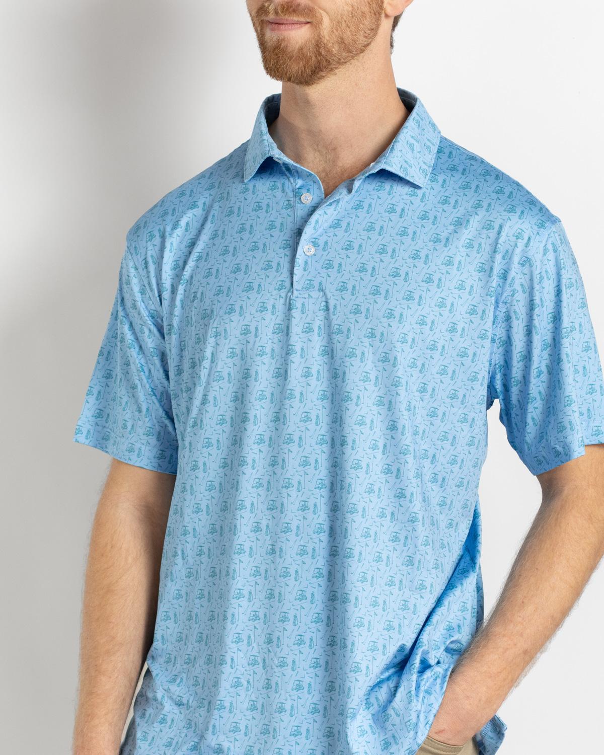 The Royal Standard- Men's Tee Off Performance Polo- Blue/ Green