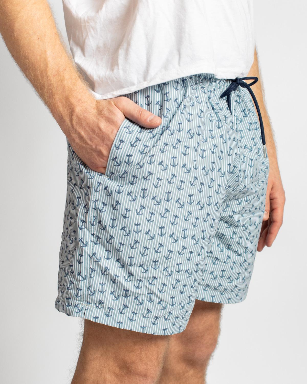 The Royal Standard- Men's Crown and Anchor Swim Trunks- Blue/ White/ Navy