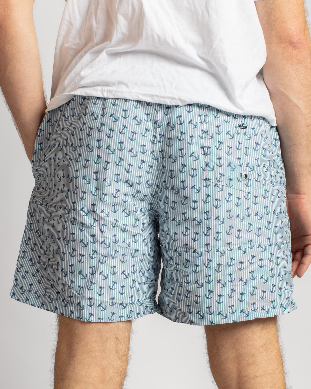 The Royal Standard- Men's Crown and Anchor Swim Trunks- Blue/ White/ Navy