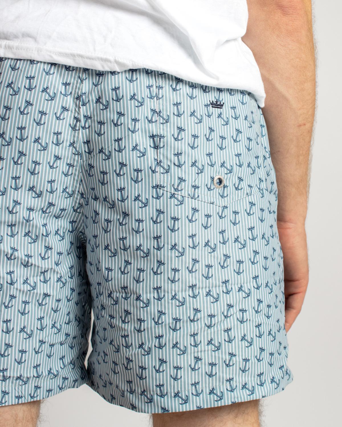 The Royal Standard- Men's Crown and Anchor Swim Trunks- Blue/ White/ Navy