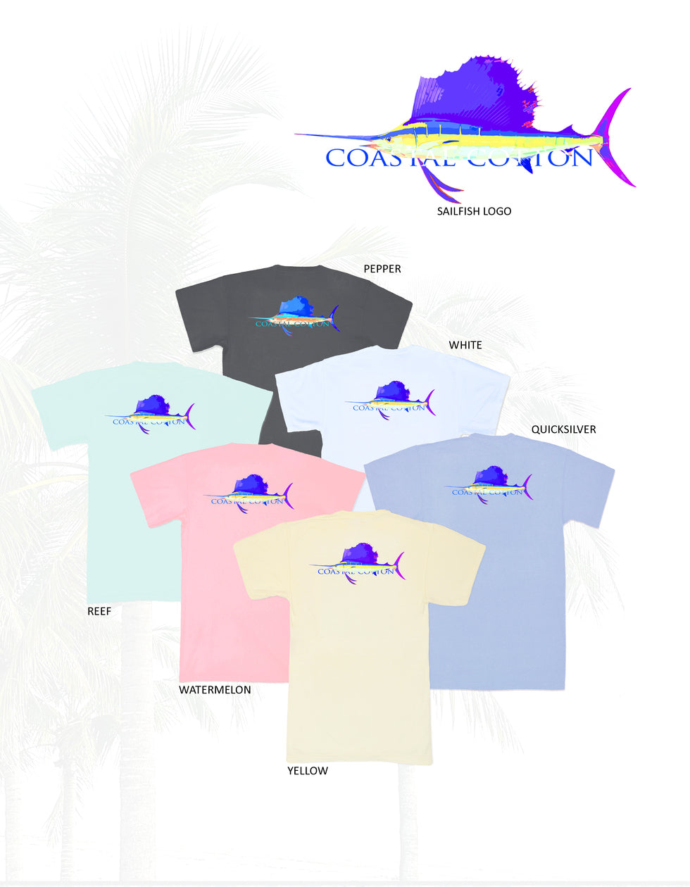 Coastal Cotton Short Sleeve Tee- White Sailfish