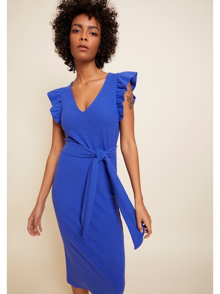 Nation Ltd. Oriana Ruffled Sash Dress - Blue Suede