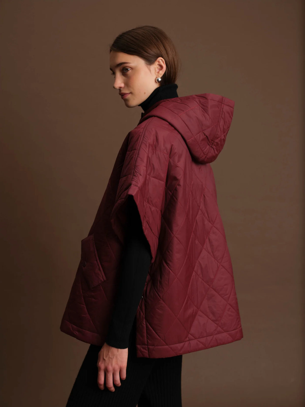 Deluc Otis Puffer Poncho - Burgundy
