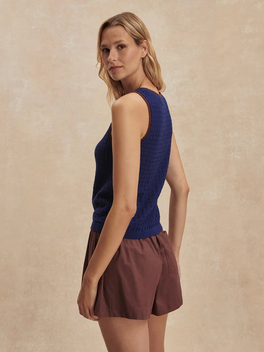 Varley Jocey Knit Top- Bright Navy