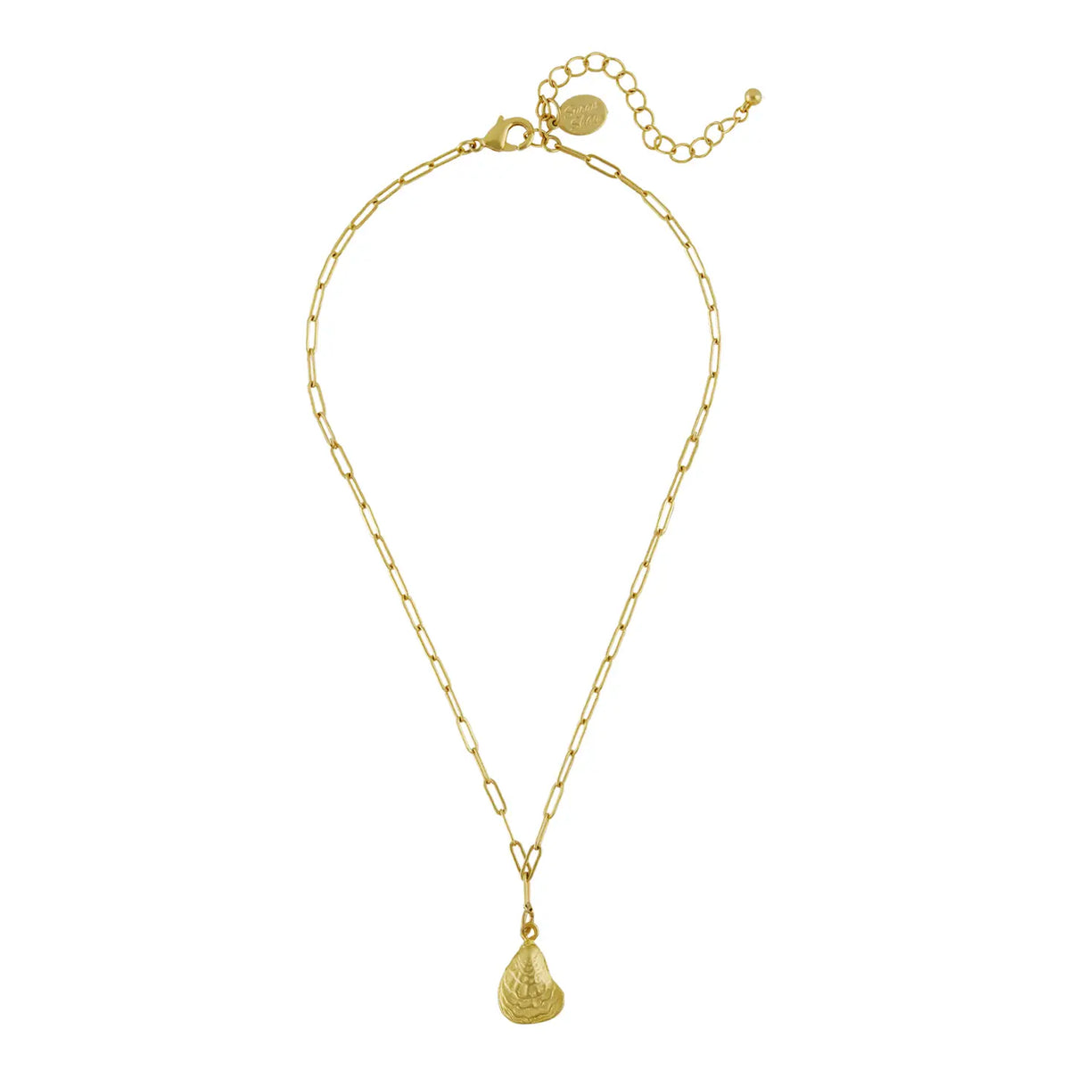 Susan Shaw Gold Oyster Shell On Paperclip Chain Necklace
