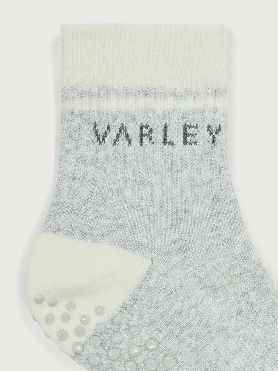 Varley Grayson Half Crew Grip Sock- Light Grey Marl