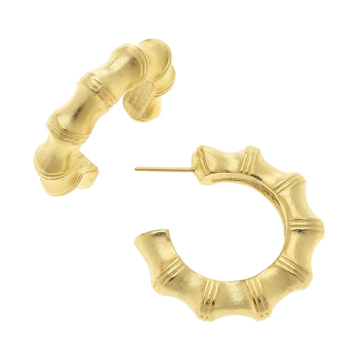 Susan Shaw Small Gold Bamboo Hoop Earrings