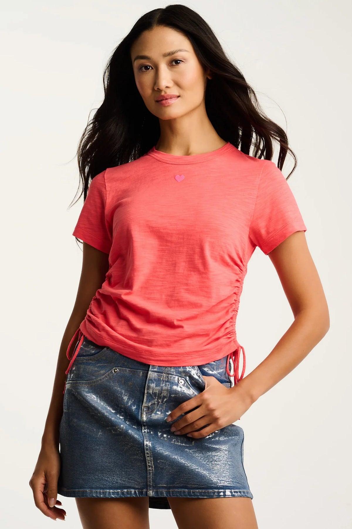 Lisa Todd Side Tie Top- Coral Poppy