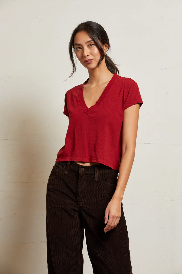 Perfect White Tee Alanis Recycled Cotton V Neck Tee - Maple
