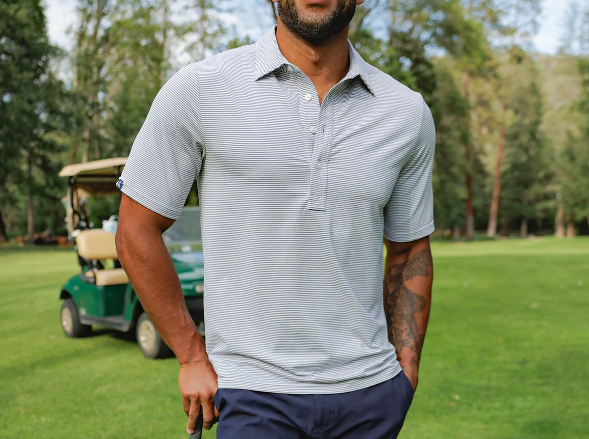 Criquet Performance Sport Range Polo - Hobby Stripe Gray