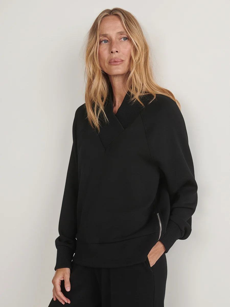 Varley Macie Zip-Hem Sweater- Black