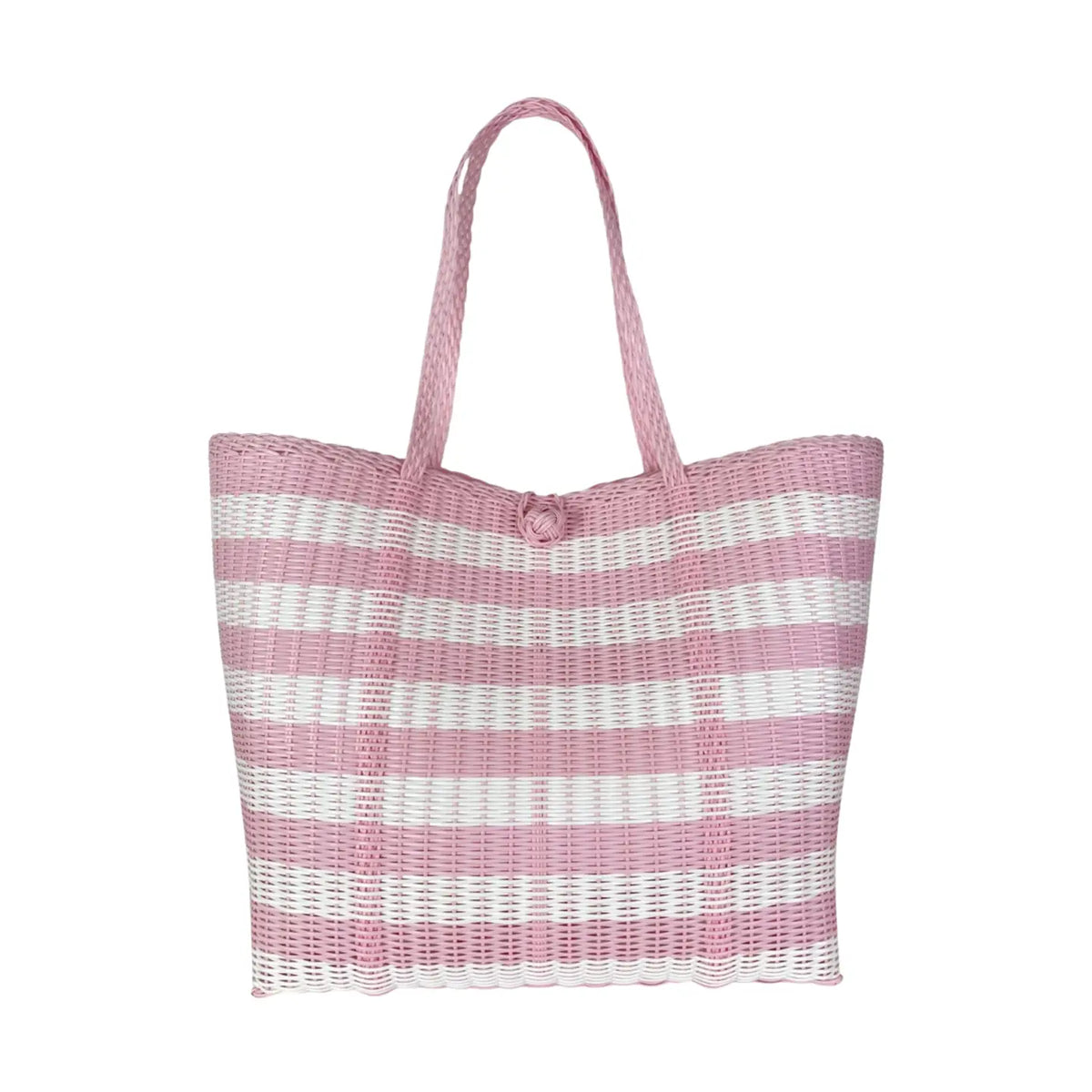 The Lilley Line Large Tote - Lined Paper Striped Baby Pink + White