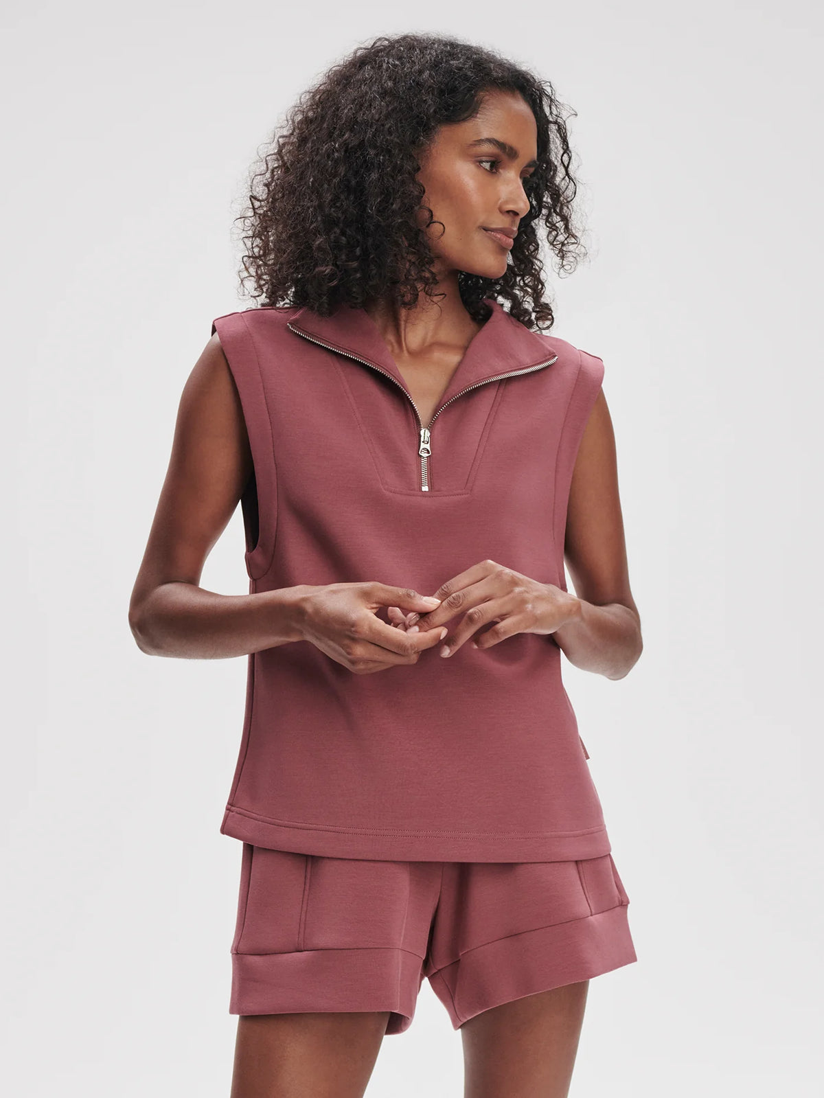 Varley Magnolia Half Zip Tank  2.0 - Wild Rhubarb