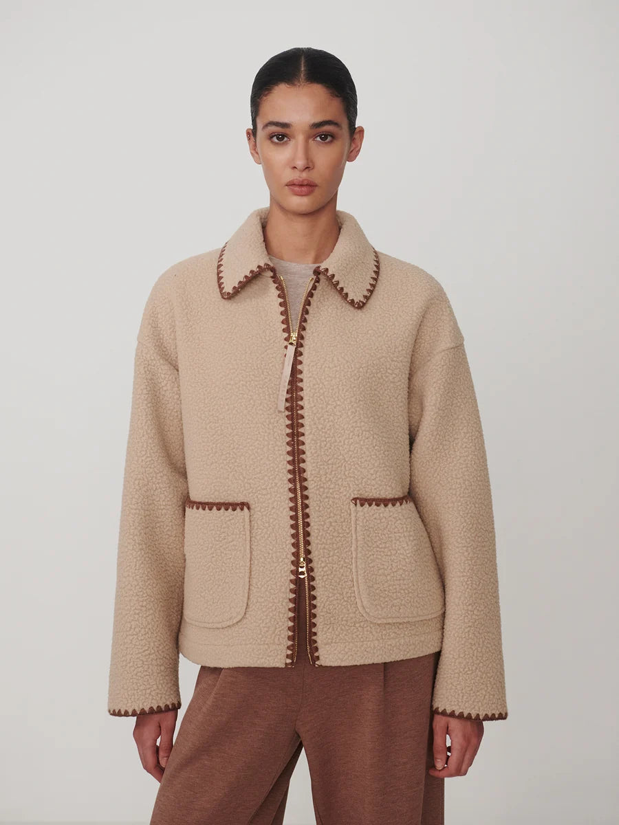 Varley Ruiko Zip-Through Fleece- Light Taupe