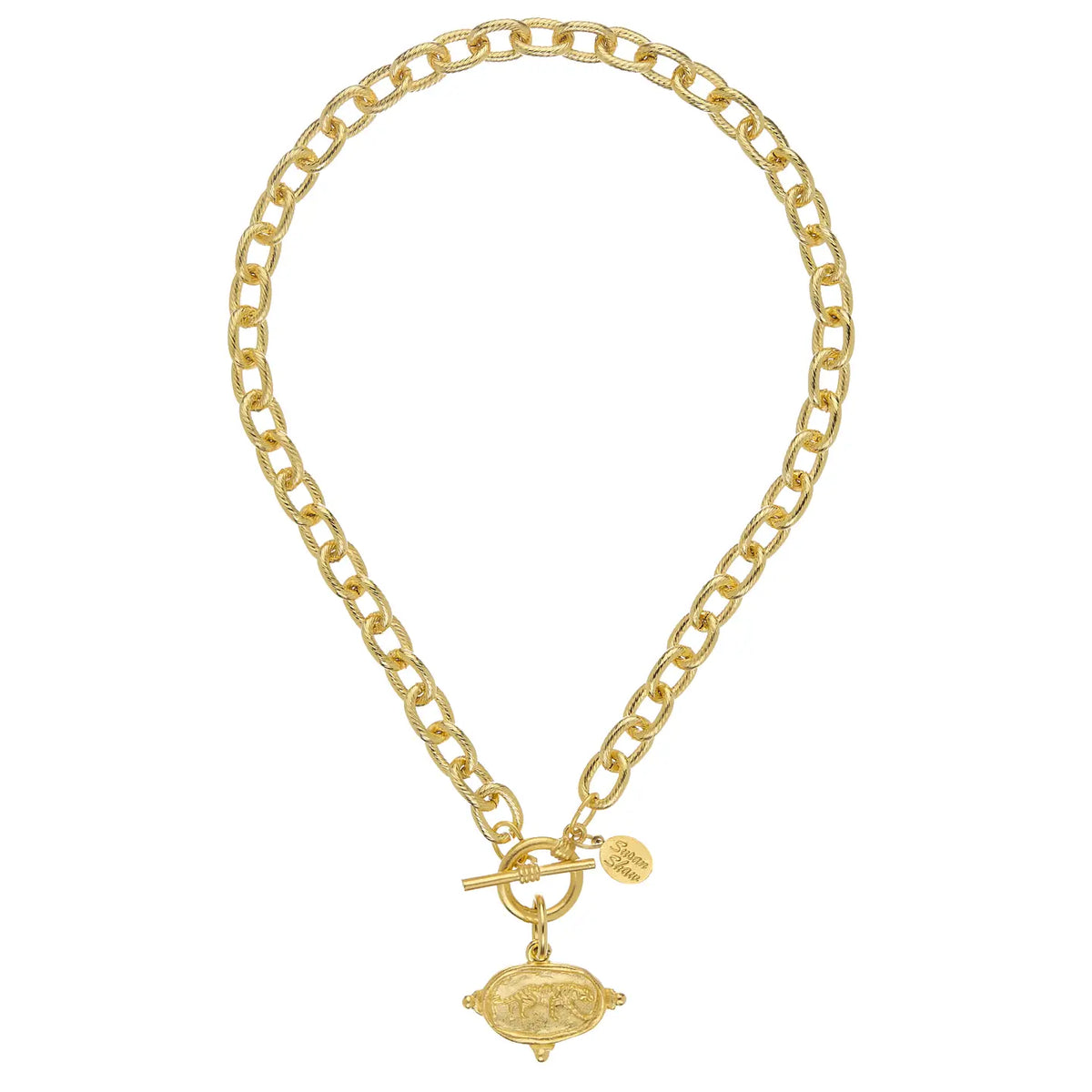 Susan Shaw Tiger Body On Gold Toggle Necklace