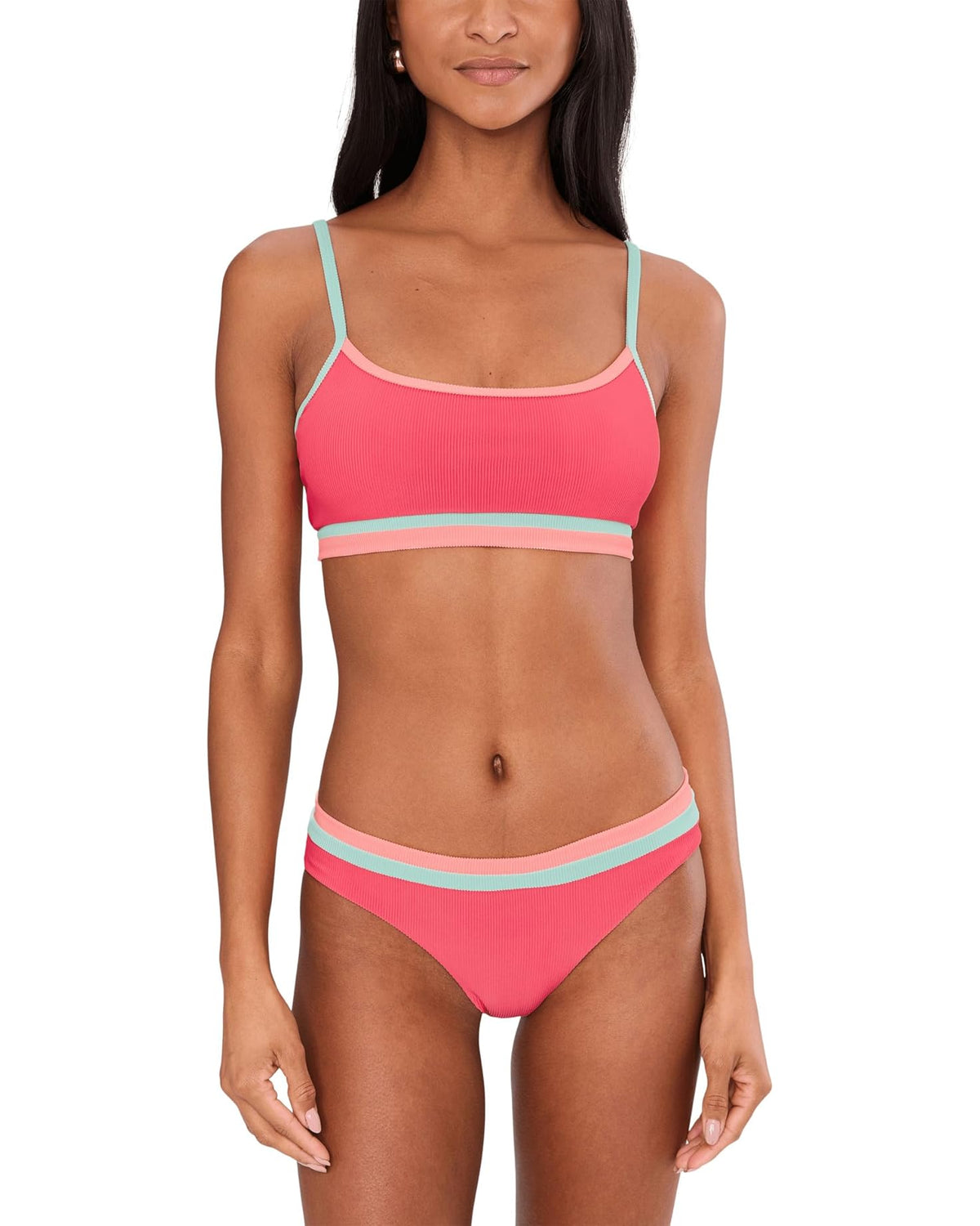 Beach Riot Val Swim Top - Guava Jelly Colorblock