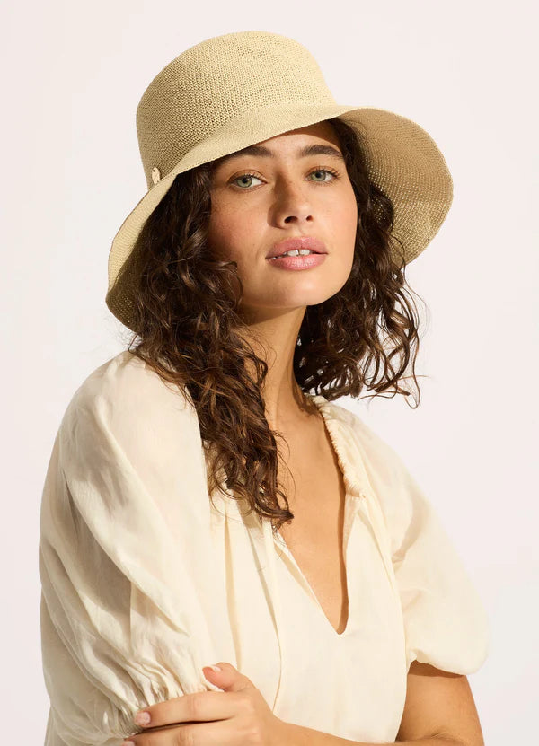 Seafolly Packable Raffia Bucket Hat - Natural