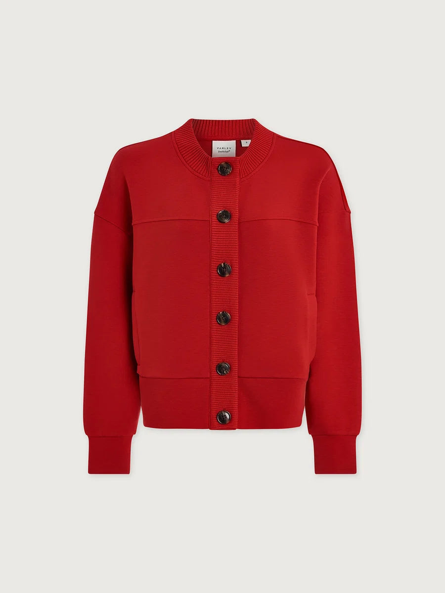 Varley Olwen Button Front Sweater- Red Marl