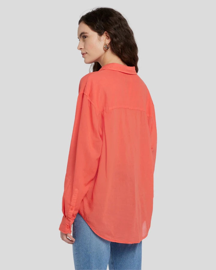 7 For All Mankind Voile Button Down Shirt - Grapefruit