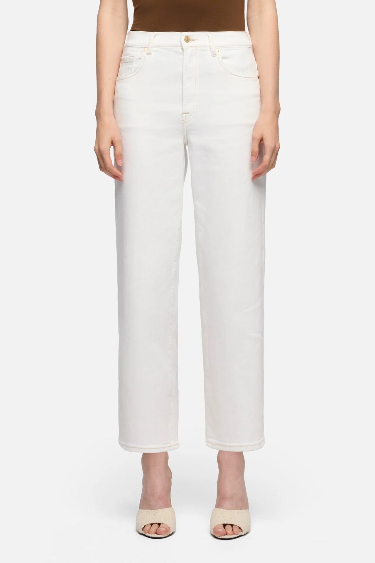 7 For All Mankind Stovepipe Straight Ankle - Sugar