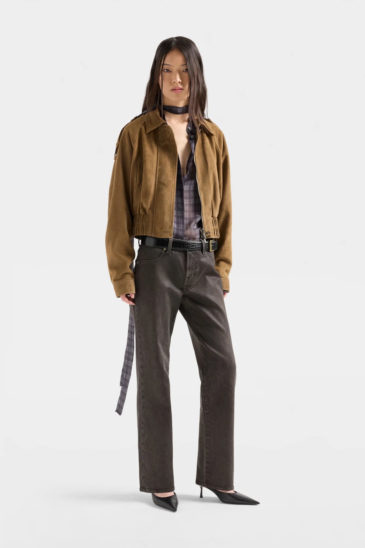 7 For All Mankind Calie Striaght- Coated Denim
