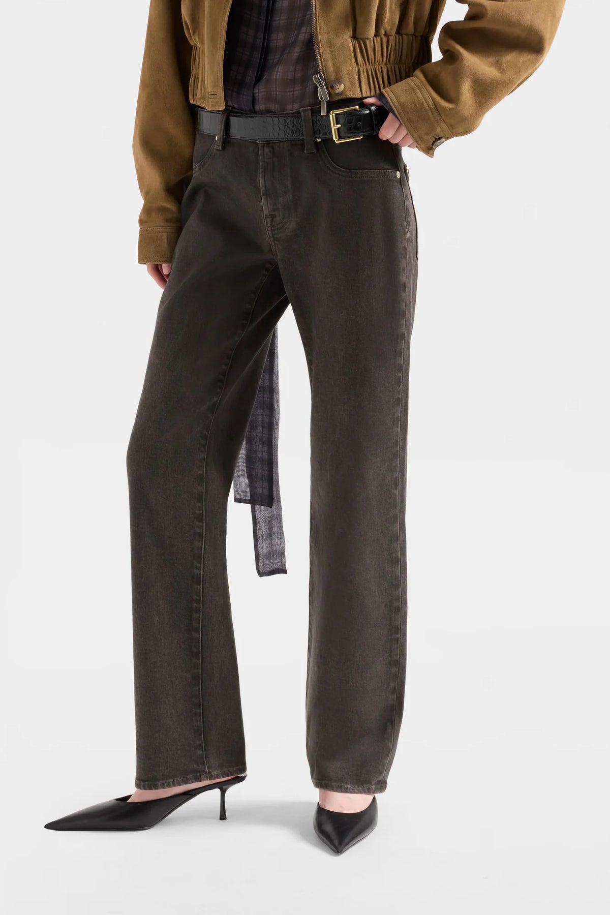 7 For All Mankind Calie Striaght- Coated Denim